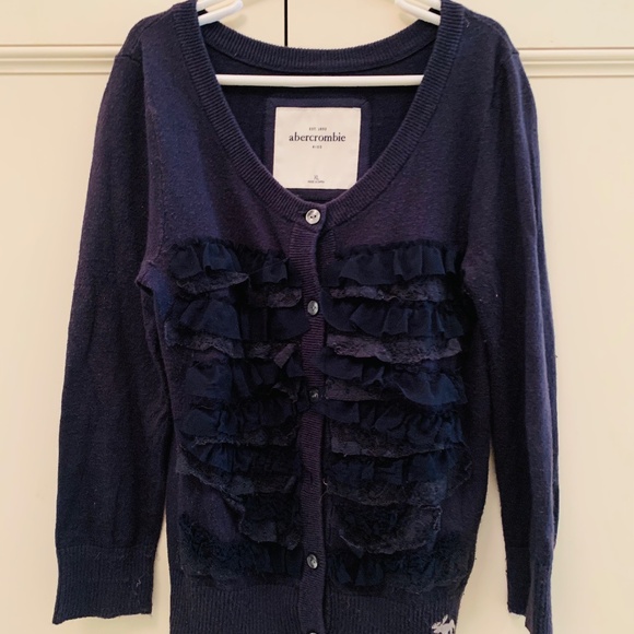 Abercrombie Girls Navy Blue Sweater with Lace and Tulle Front Size XL - Picture 1 of 3